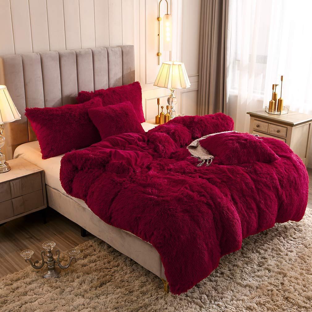 Fluffy Duvet Cover With Pillow Cover 3 Pieces Set - Nordic Side - 