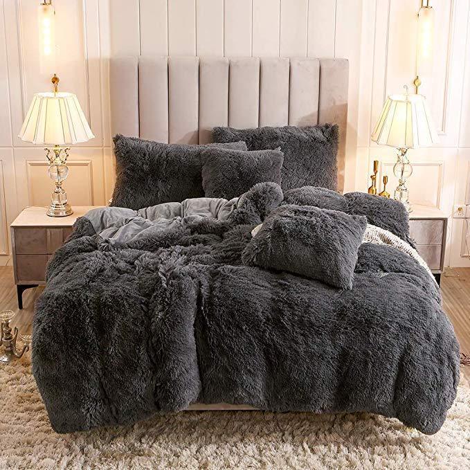 Fluffy Duvet Cover With Pillow Cover 3 Pieces Set - Nordic Side - 