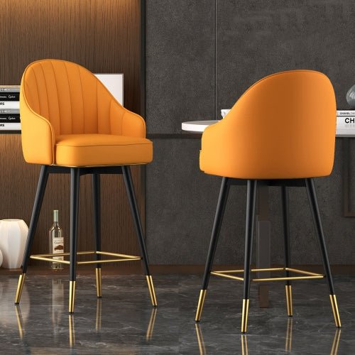 Modern Rotating High Bar Chair with Backrest for Living Room and Restaurants