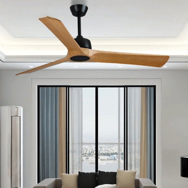 Modern Led Ceiling Fan with Remote Control made of Solid Wood