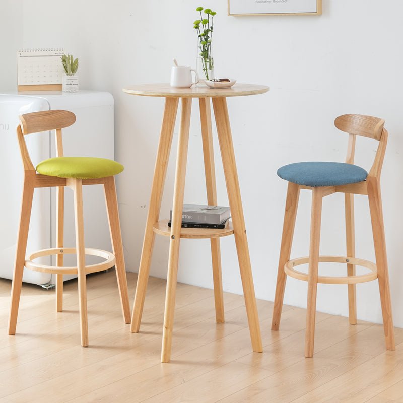 Minimalistic Nordic-Styled Bar Stool with Backrest Made of Solid Wood