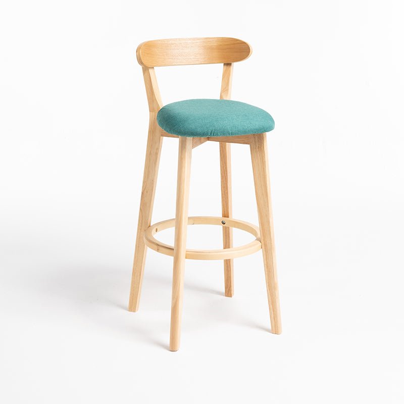 Minimalistic Nordic-Styled Bar Stool with Backrest Made of Solid Wood