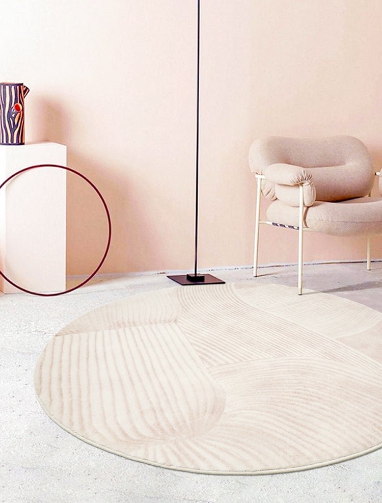 Modern Pink/Grey Short Plush Round Area Carpet