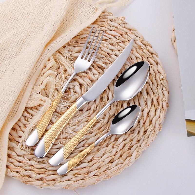 Glossy Elegant Stainless Steel Flatware Set