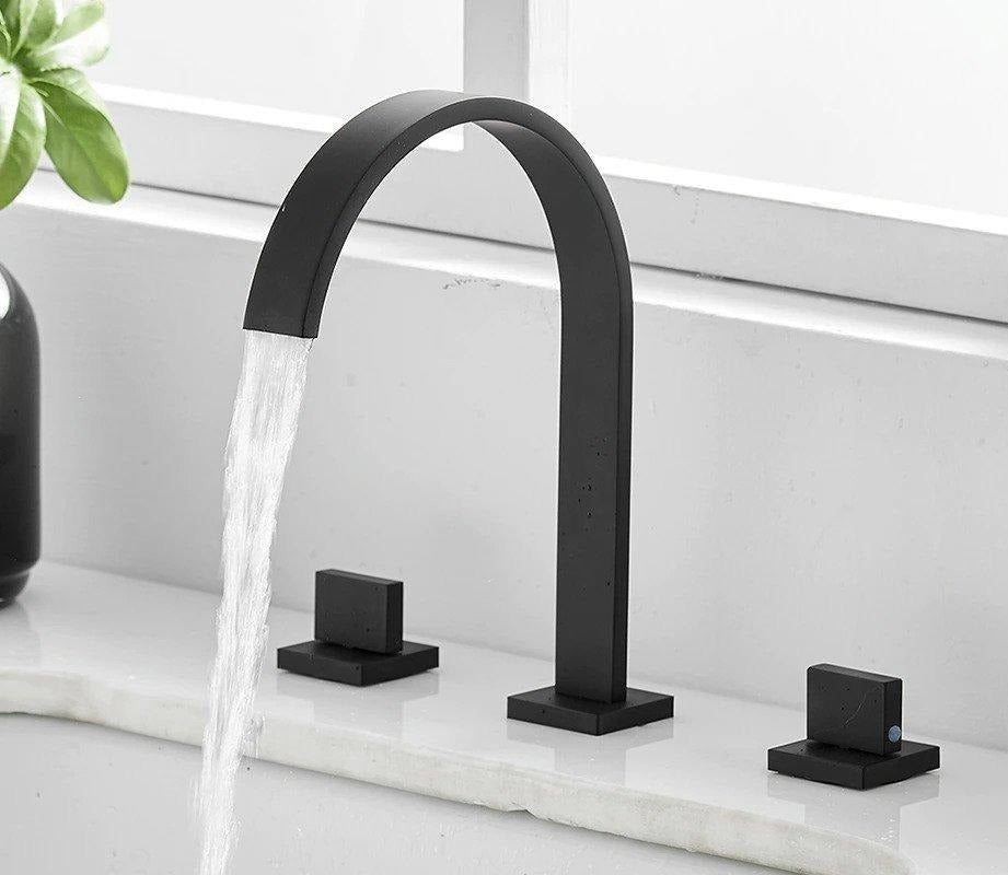 Modern Gooseneck Double Handle Bathroom Faucet