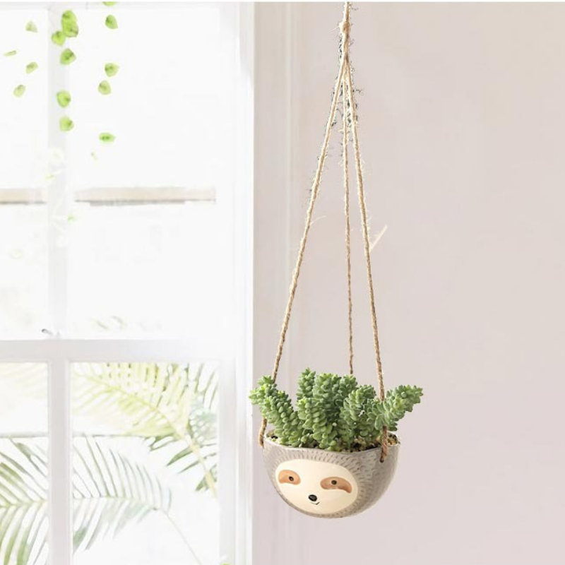 HomeQuill™ Ceramic Hanging Sloth Plant Pot - Nordic Side - 