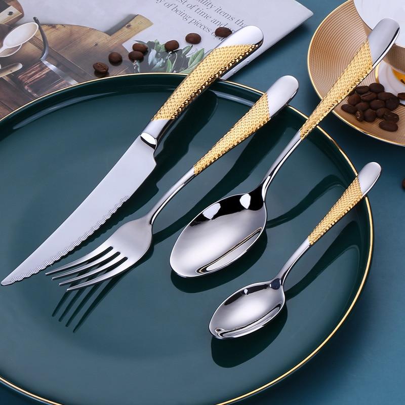 Glossy Elegant Stainless Steel Flatware Set