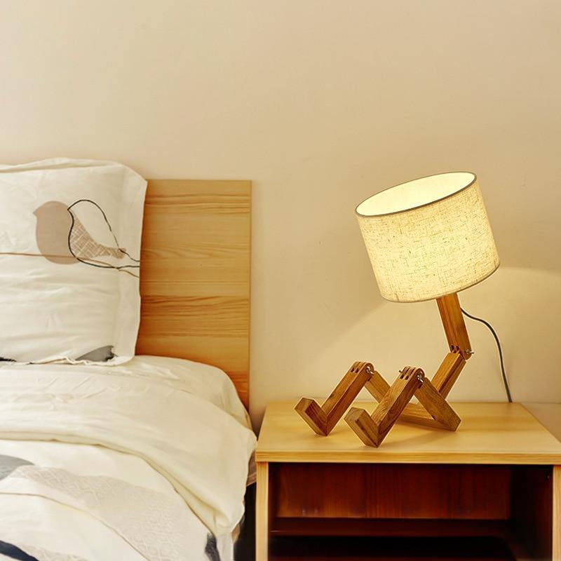 Wooden RoboLamp™ - Nordic Side - lamp, robolamp, robot, wooden