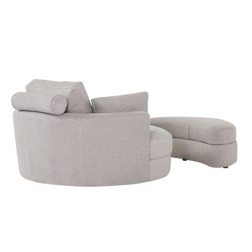 Modern Grey Sofa with a Storage and a Big Round Linen Fabric Chair for Lounge