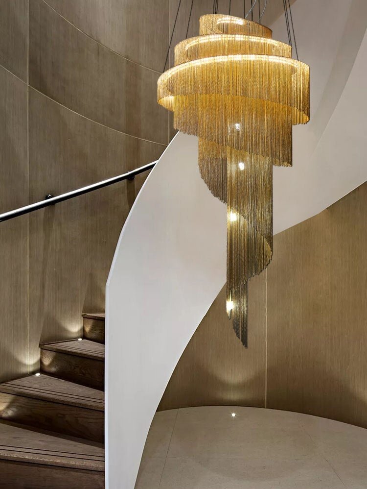 Toudon | Outstanding Silver/Gold Long Chain Chandelier