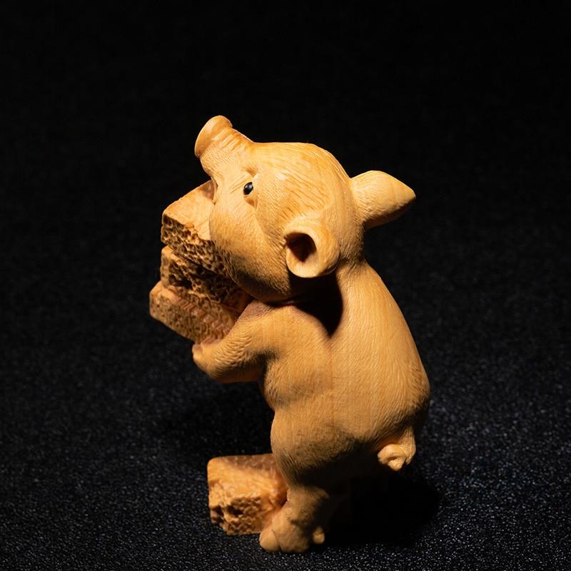 Wooden Artisan Pig Decor