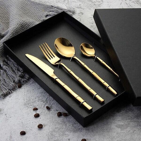 Aldomara Bamboo Gold/Silver Flatware - Nordic Side - Aldomara Bamboo Gold/Silver Flatware, architecture, arcitecture, art, artichture, artist, contemporaryart, decor, decoration, design, desi