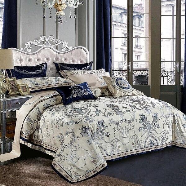 Allemar Luxury Cotton Satin Jacquard Duvet Cover Set - Nordic Side - Allemar Luxury Cotton Satin Jacquard Duvet Cover Set, architecture, arcitecture, art, artichture, artist, Bedroom, contemp