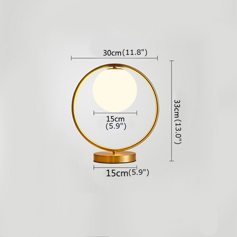 Modern Brass Glass Round Ring LED Bedside Reading Table Lamp