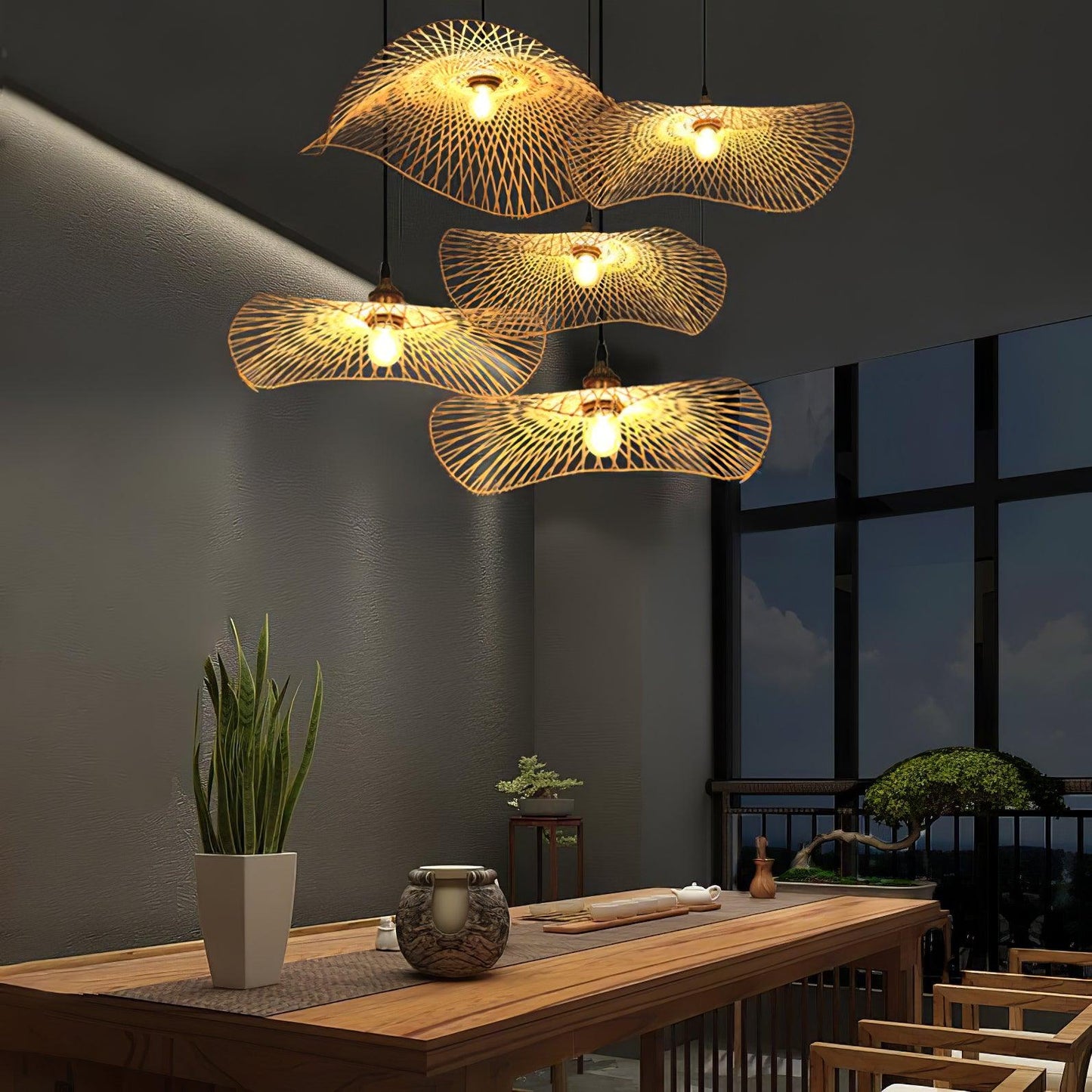 Bamboo Frame Pendant Lamp