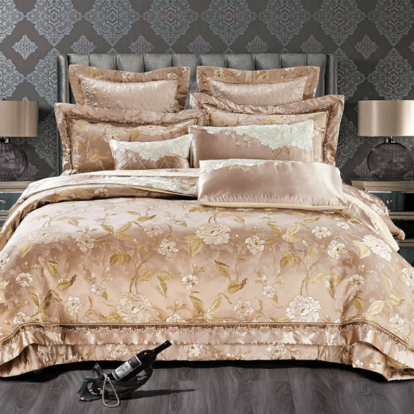 Bellor Beige Embroidered Cotton Stain Jacquard Luxury Duvet Cover Set - Nordic Side - architecture, arcitecture, art, artist, ashley furniture near me, Bellor Beige Embroidered Cotton Stain J