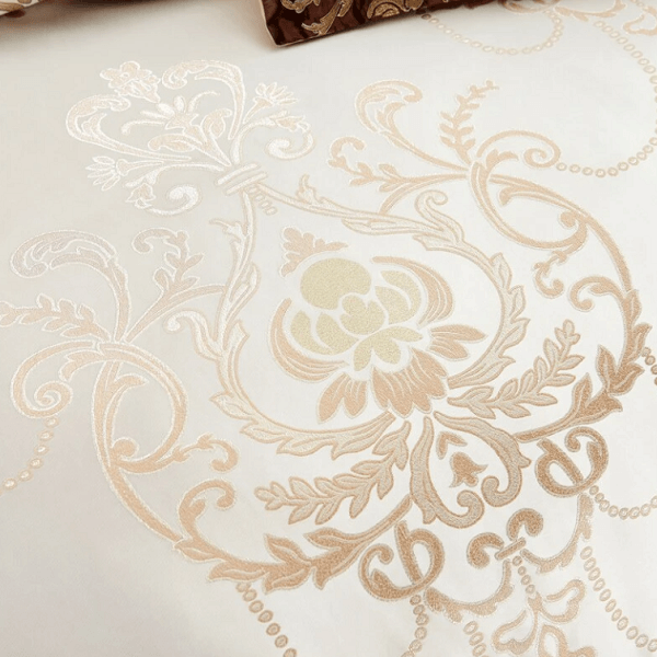 Bellor Beige Embroidered Cotton Stain Jacquard Luxury Duvet Cover Set - Nordic Side - architecture, arcitecture, art, artist, ashley furniture near me, Bellor Beige Embroidered Cotton Stain J