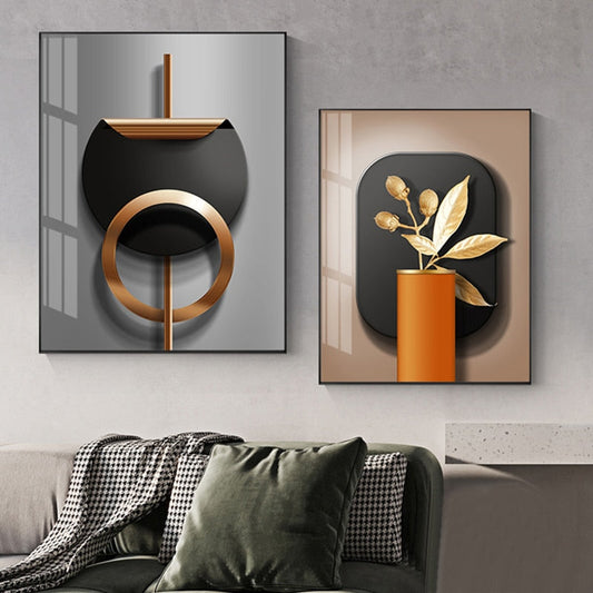 Black Copper Geometric Canvas Poster