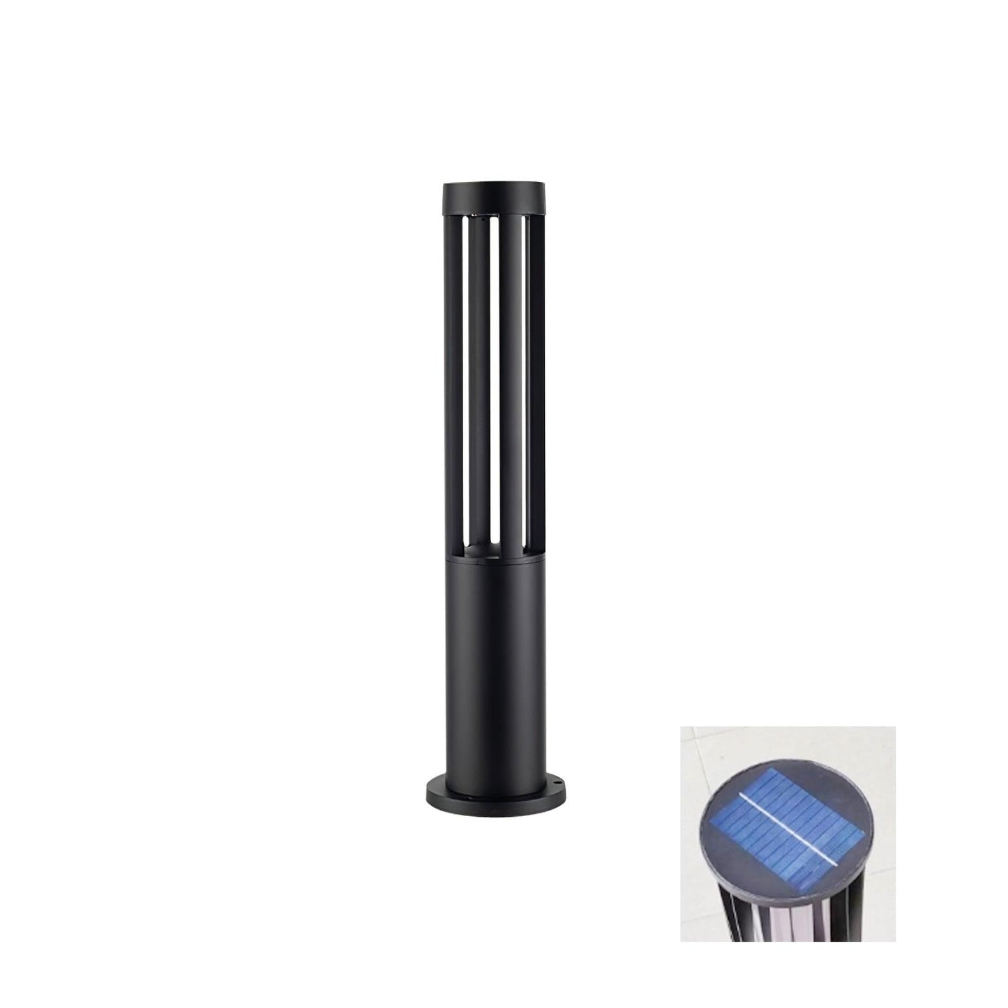 Black Cylindrical Solar Outdoor Post Light