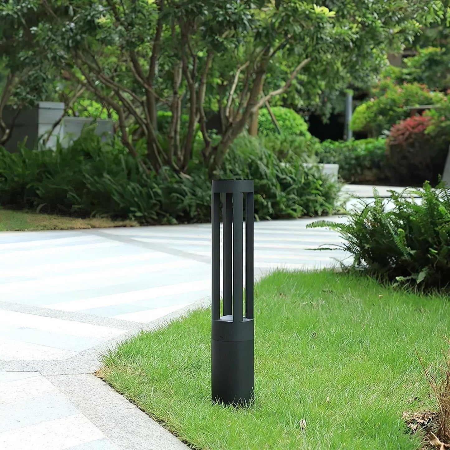 Black Cylindrical Solar Outdoor Post Light