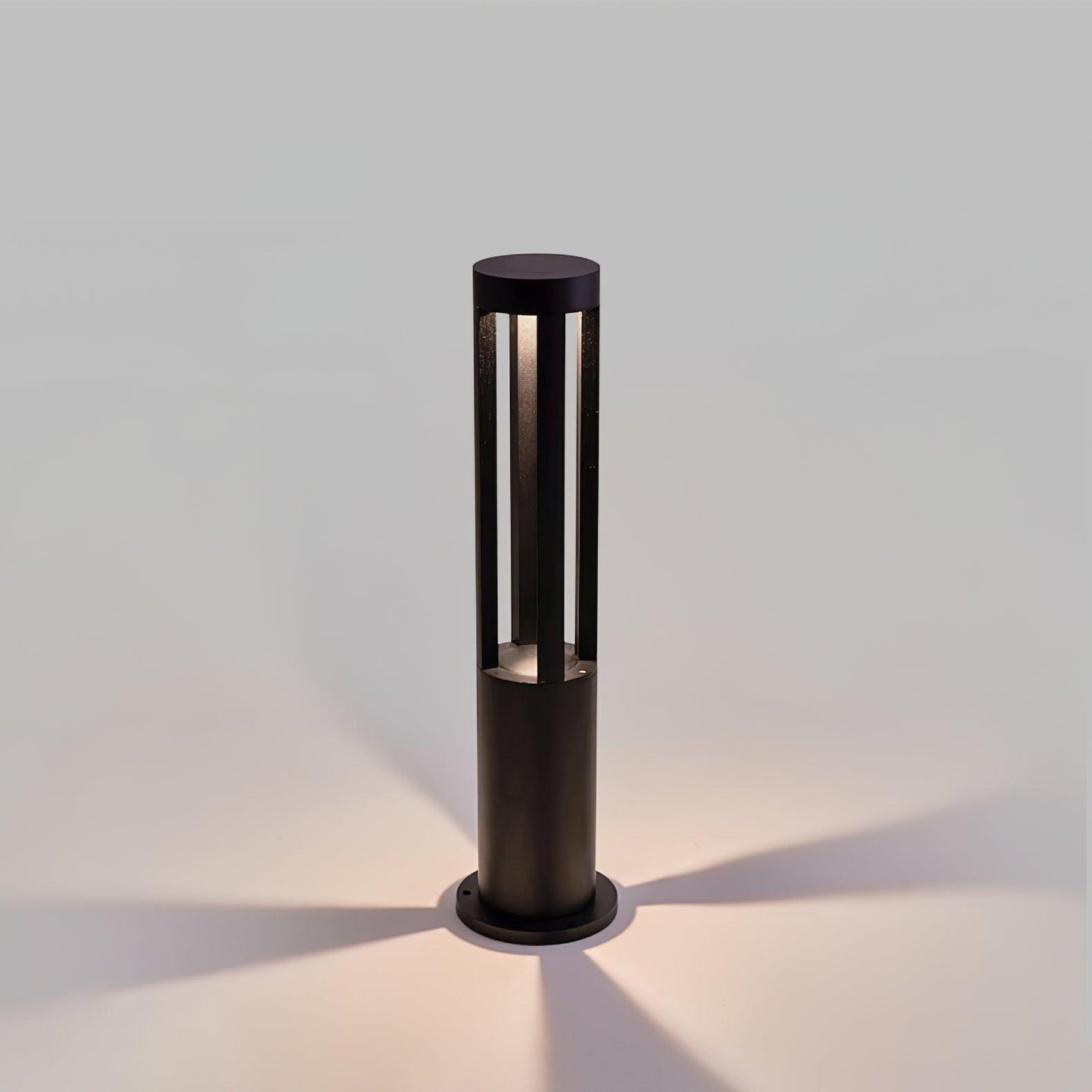 Black Cylindrical Solar Outdoor Post Light