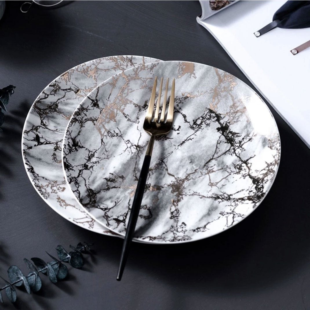 Black & Gold Marble Plate - Nordic Side - 