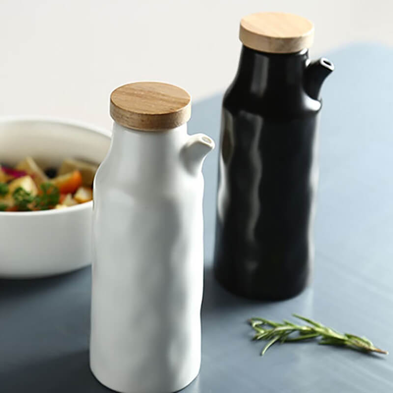 Black and White Ceramic Oil Bottle Set