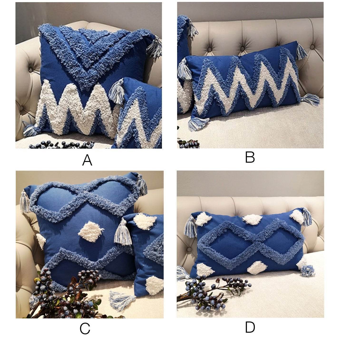 Boho Geometry Blue Cushion - Nordic Side - 