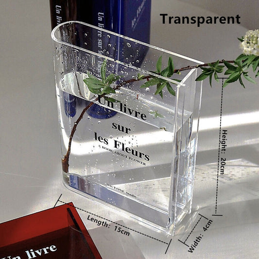 Transparent Book Style Flower Vase