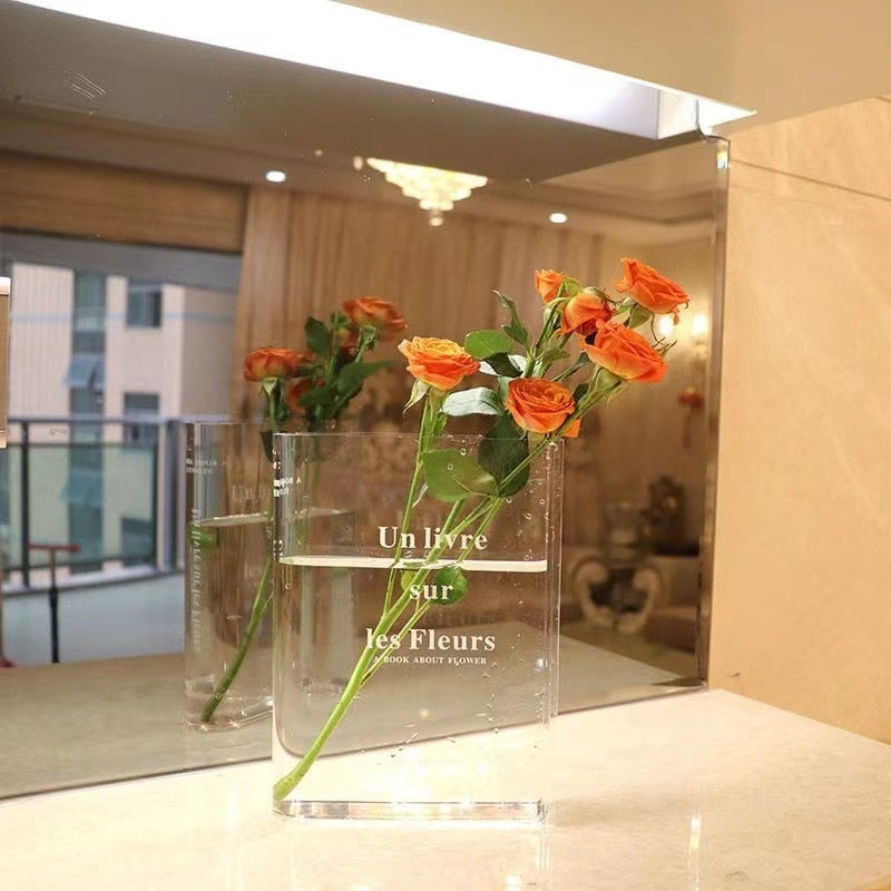 Transparent Book Style Flower Vase