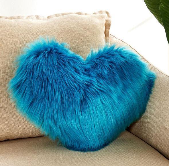 Heart Shaped Soft Plush Fur Pillow Cover Case - Nordic Side - 