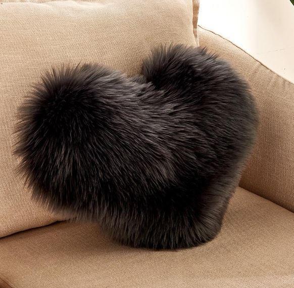 Heart Shaped Soft Plush Fur Pillow Cover Case - Nordic Side - 