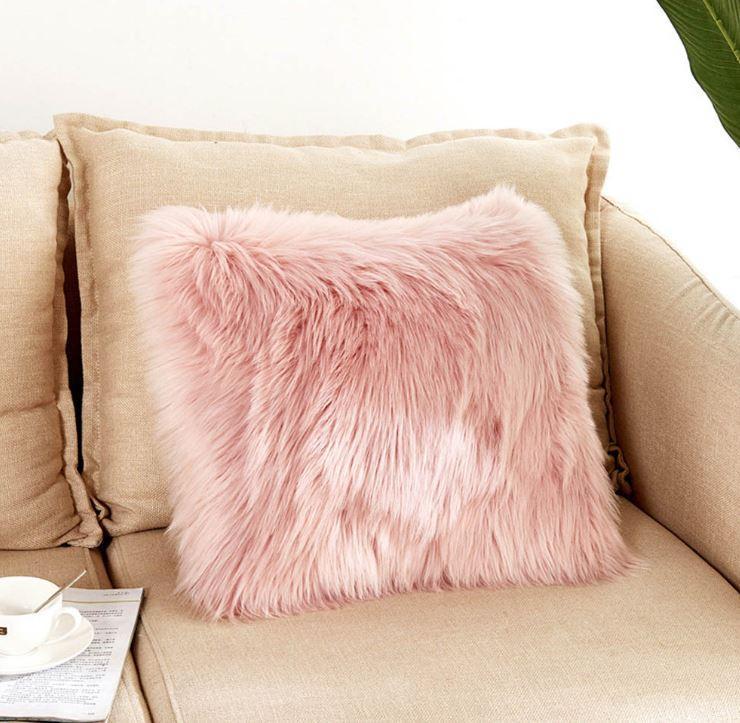 Soft Plush Fur Pillow Cover Case - Nordic Side - 