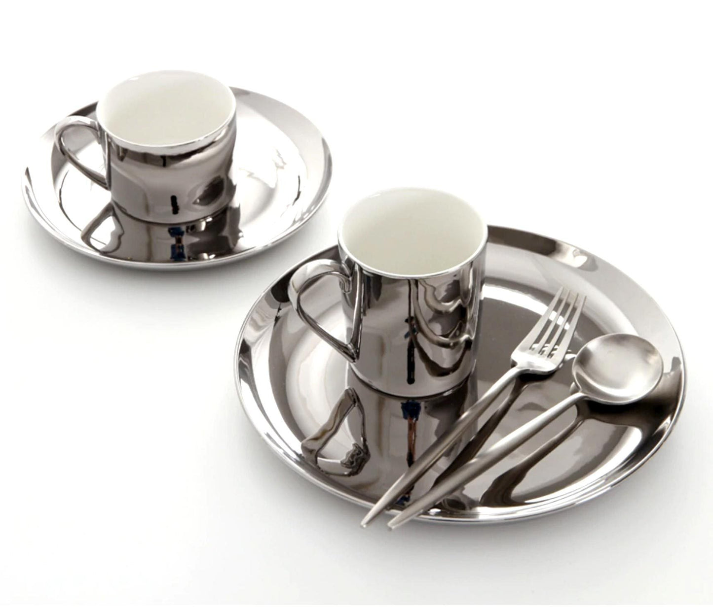 Ceramic Silver/Gold Cups & Plates - Nordic Side - 