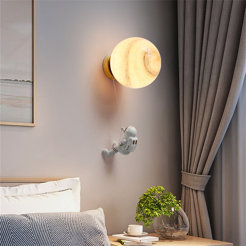 Astronaut Climbing Moon Wall Lamp