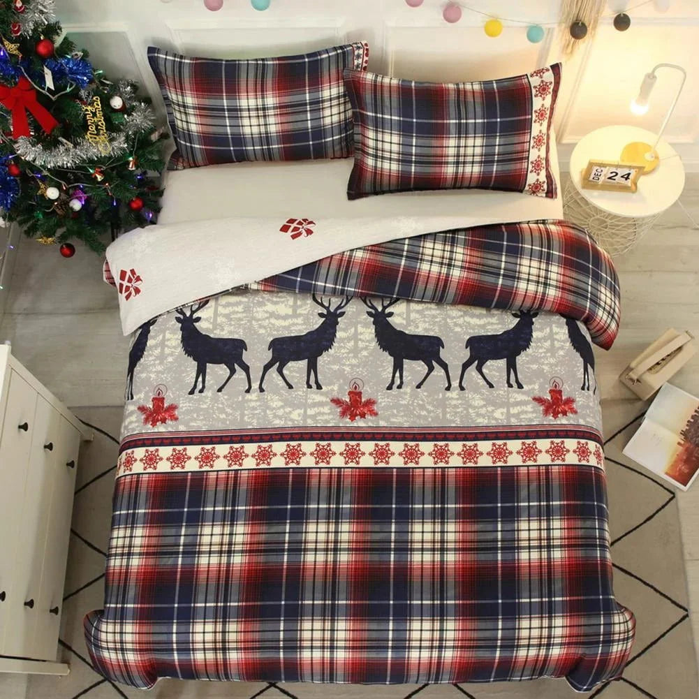 Reindeer Plaid Quilt Set