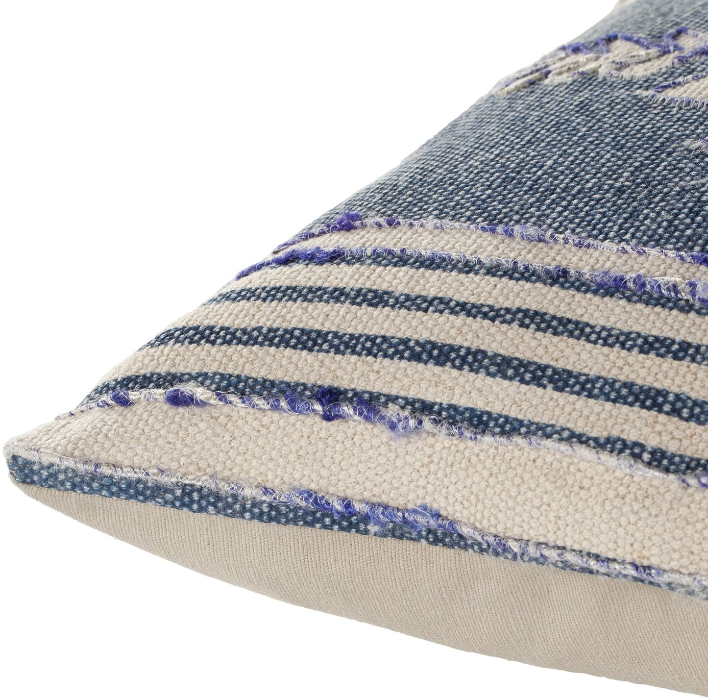 Blue Hand Woven Aztec Pillow - Nordic Side - 