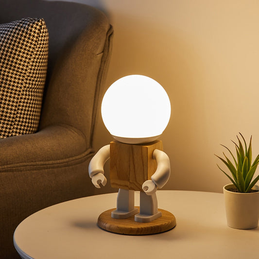 Wooden Robot Night Light Lamp