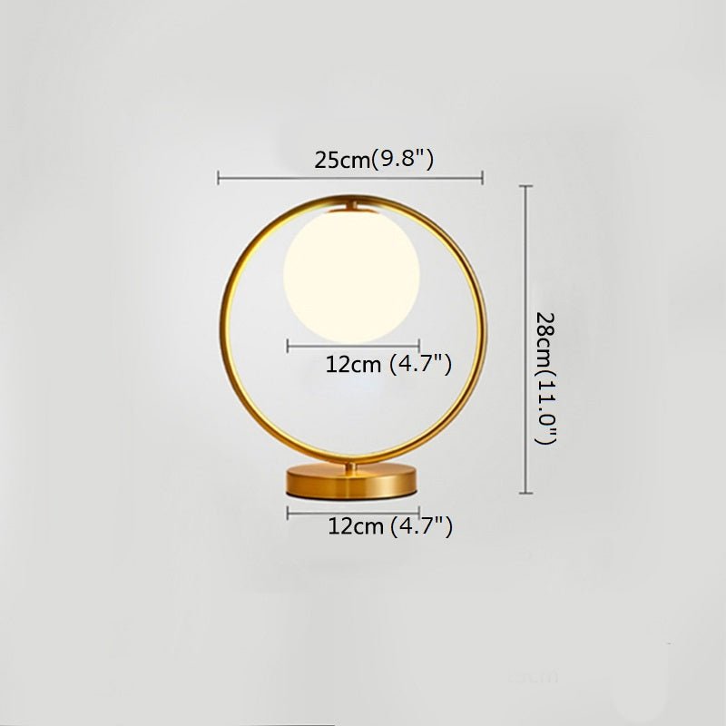 Modern Brass Glass Round Ring LED Bedside Reading Table Lamp