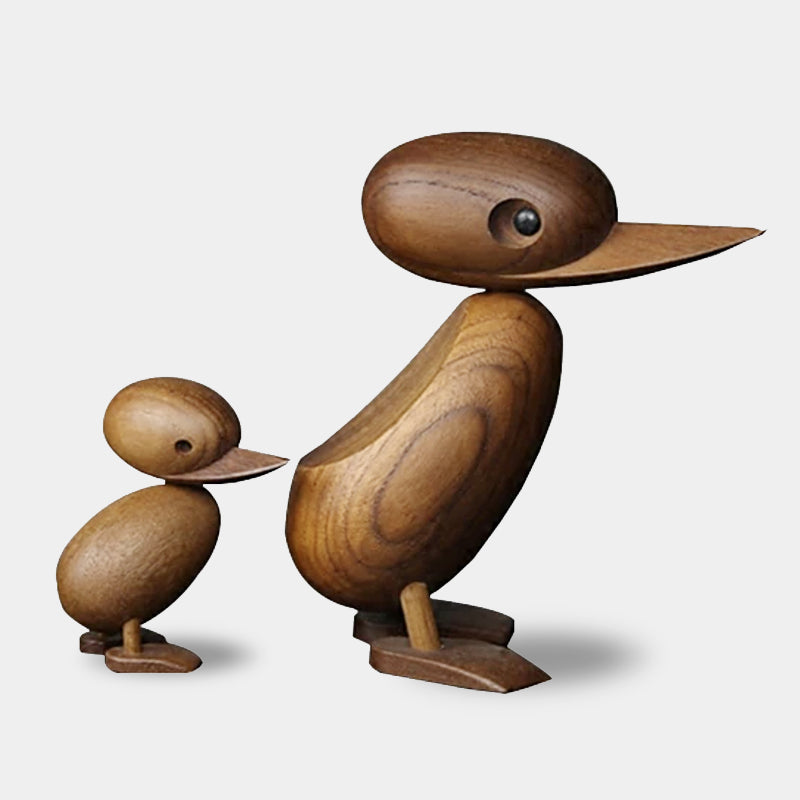 Wooden Duck And Duckling Decor