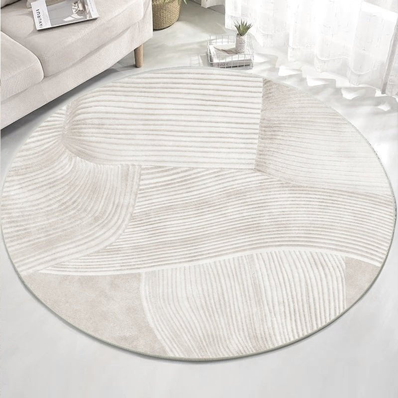 Modern Pink/Grey Short Plush Round Area Carpet