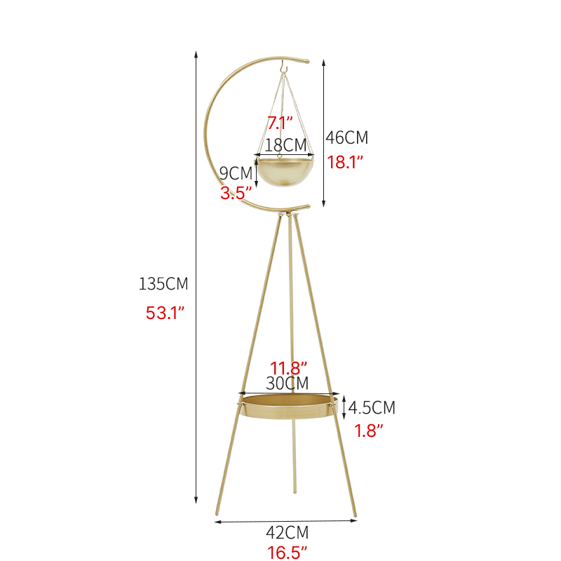 Triangle Iron Art Plant Shelves Made in Gold