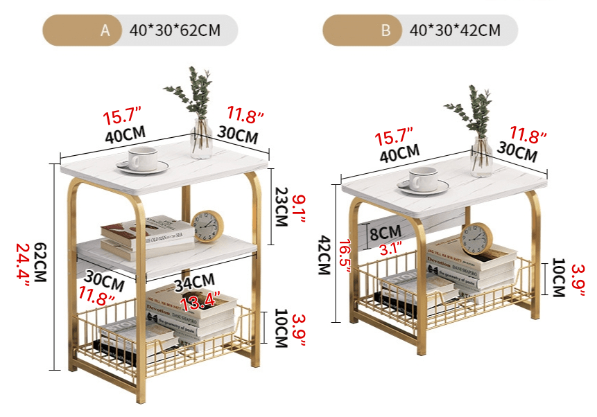 Metal Side Table with Storage