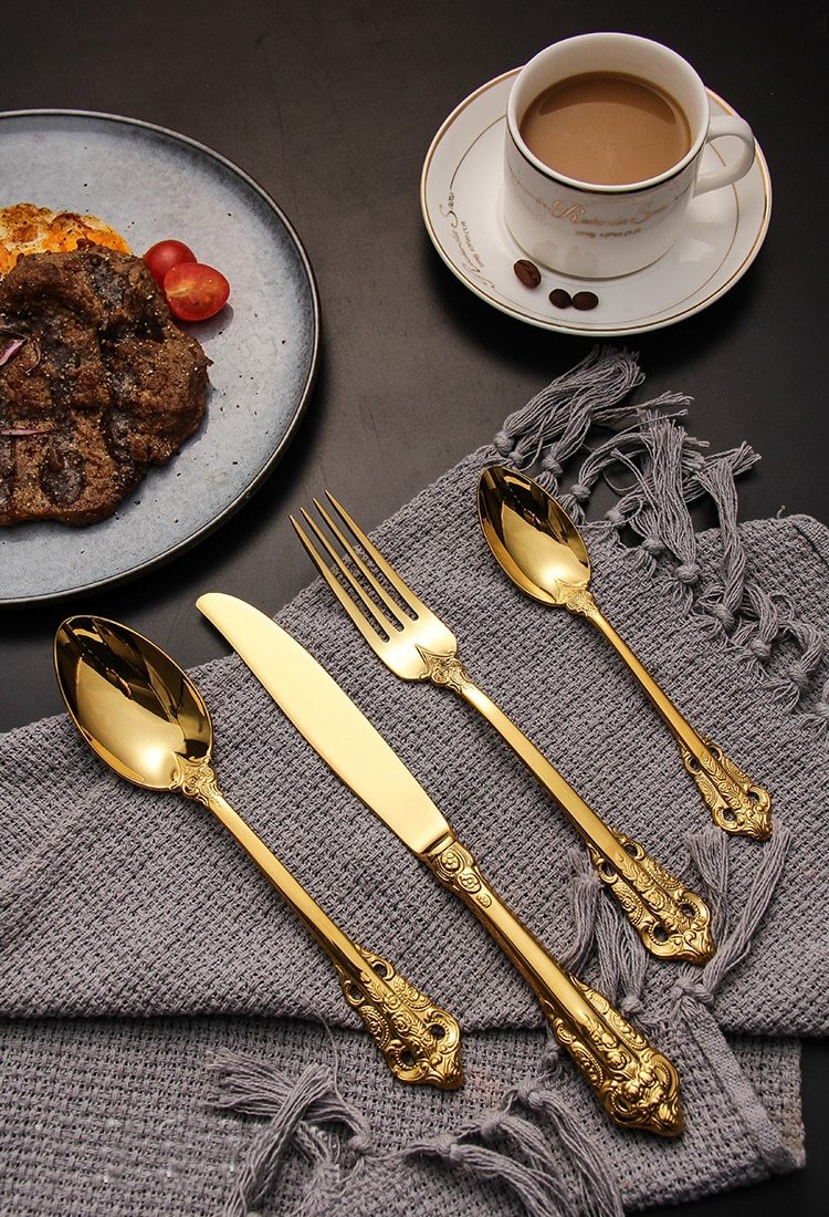 Luxury Elegant Gold & Silver Flatware Set