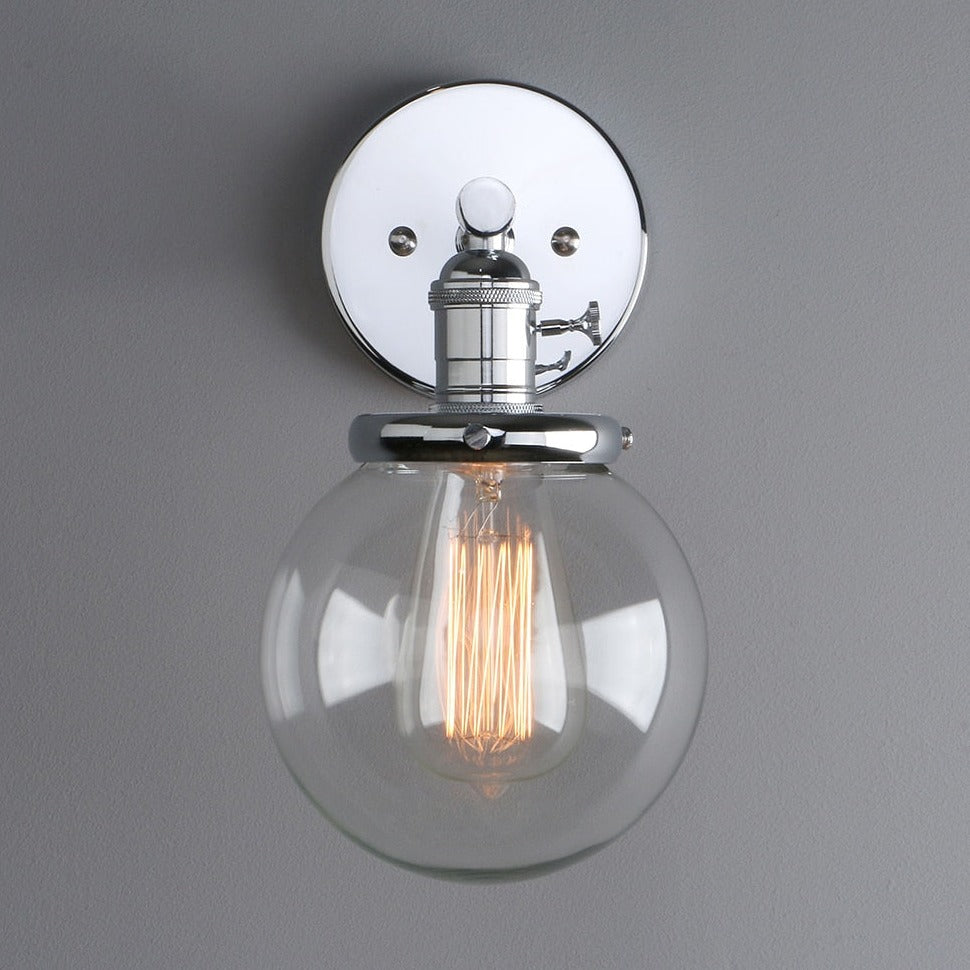 Vintage Wall Sconce with Clear Glass Globe