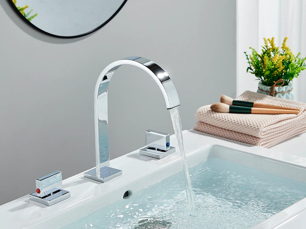 Modern Gooseneck Double Handle Bathroom Faucet