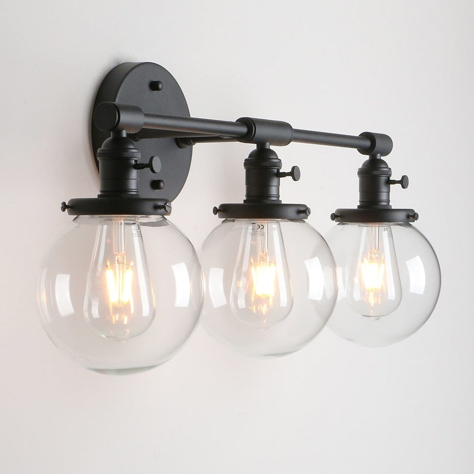 Three-Bulb Deacon Glass Globe Wall Sconce