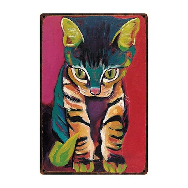 Vintage Cat Metal Tin Poster