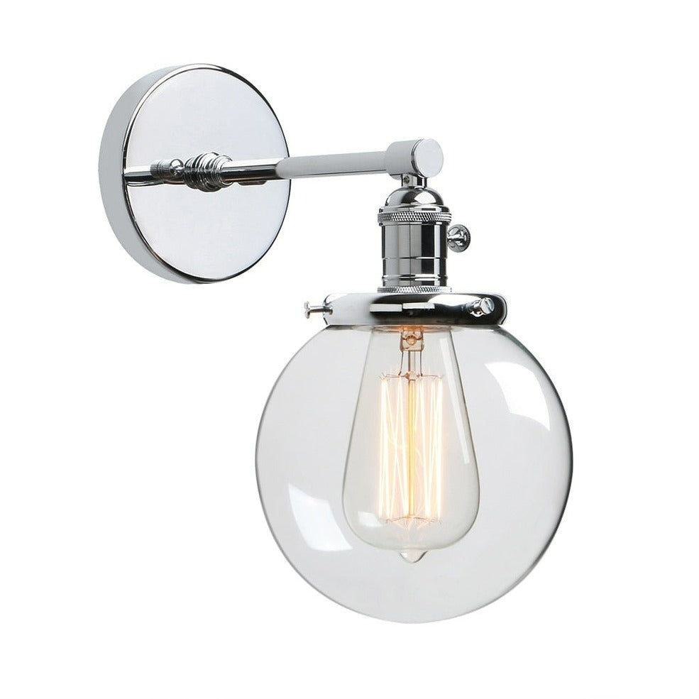 Vintage Wall Sconce with Clear Glass Globe