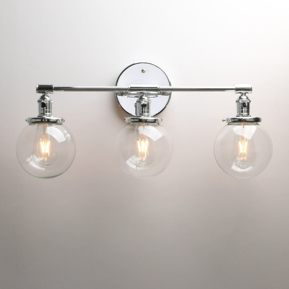 Three-Bulb Deacon Glass Globe Wall Sconce